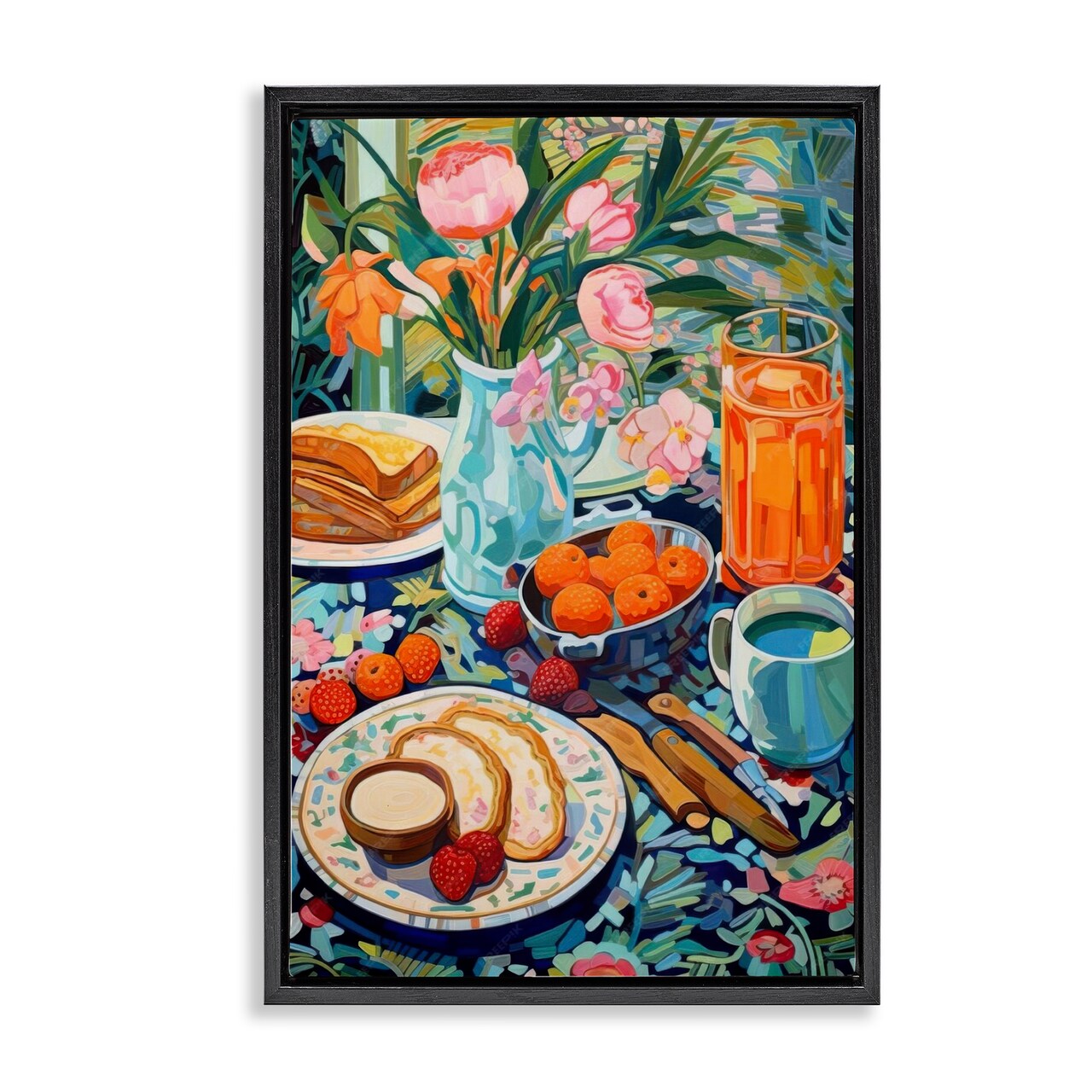 Stupell Industries Bright Breakfast Spread Floater Framed Canvas Wall Art Design by LSR Design Studio